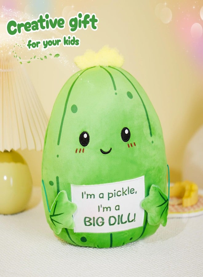 WEWILL Emotional Encouragement Support Pickle Plush Pillow, 12" Positive Green Stuffed Pickle Plush Toy with “I’m a Big Dill!” Sign, Funny Cucumber Encouraging Gift for Kids Friends Coworkers - Image 5